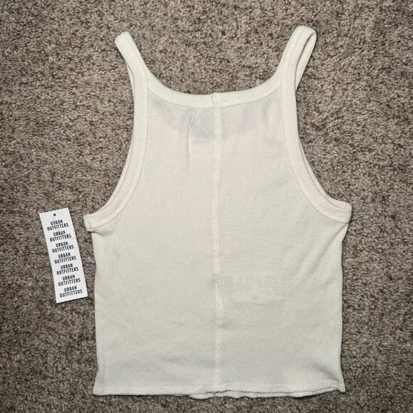 NWT Urban Outfitters BDG Off White Cream Cami Tank Top Stretch Y2K Minimalist - Picture 3 of 4